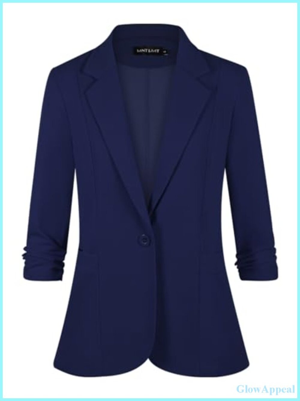 Womens 3/4 Sleeve Button Blazer Notch Lapel Business Casual